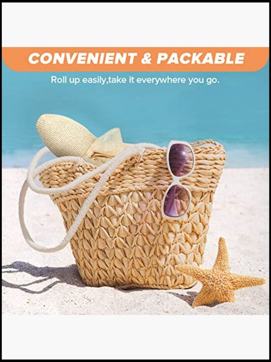 Wide Brim Straw Floppy Hat Packable UPF 50+ Sun Protection Beach Summer